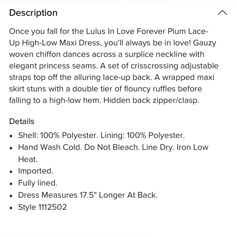 Lulus - NWT women's In Love Forever plum lace up high low Maxi Shiffon Dress XS - Picture 3 of 12